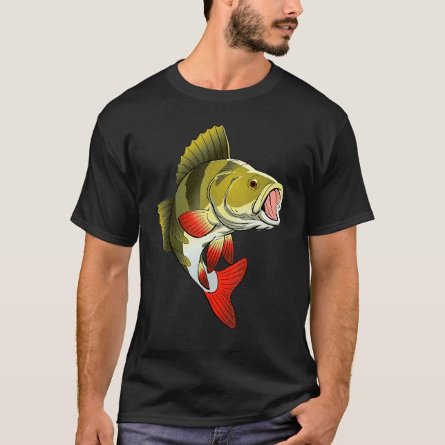 Abborre Fiske Anglers Monster Fisk T Shirt (Framsida)