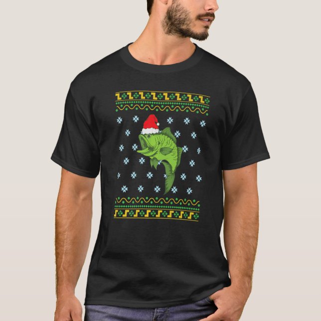 Abborre med julhatt Xmas Fiske T Shirt (Framsida)
