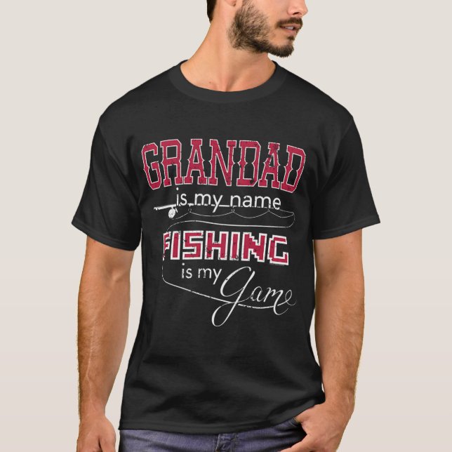 Abborrefiske Farfar fiskar mitt spel T Shirt (Framsida)