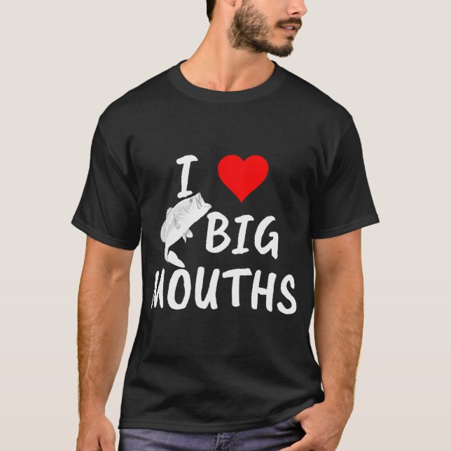 Abborrefiske Heart Big Mouth T Shirt (Framsida)