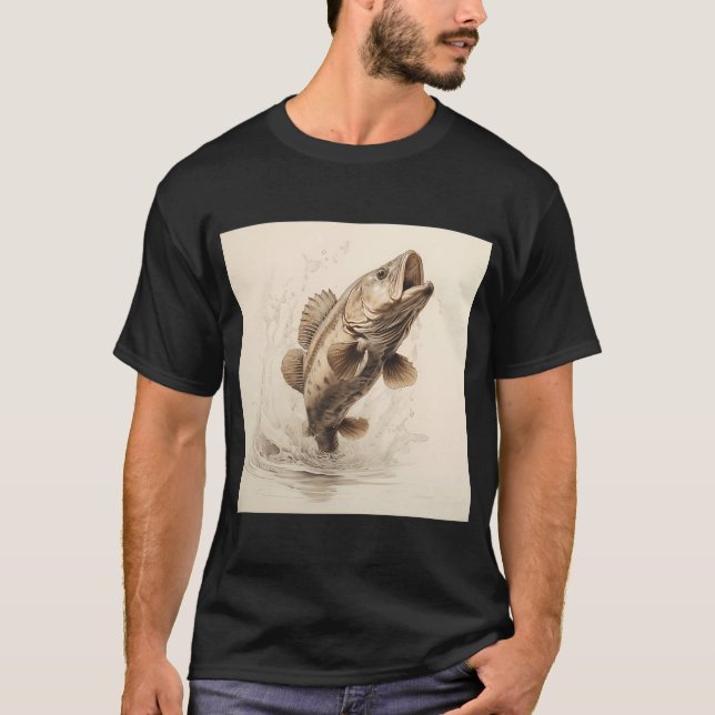 Abborrfisk som hoppar ur vattnet t shirt (Framsida)