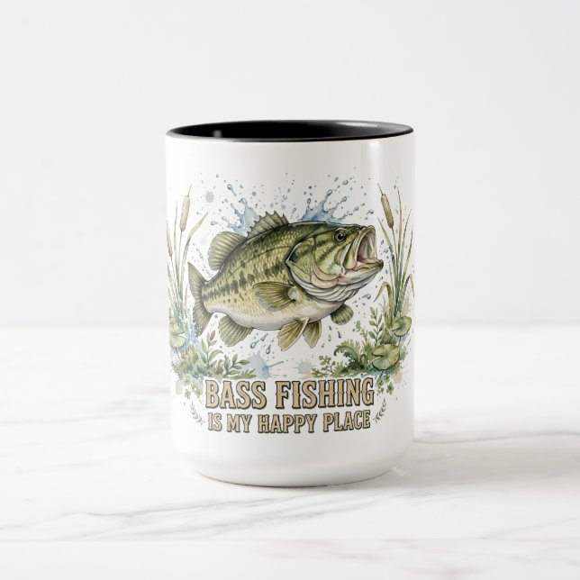 Abborrfiske är min lyckliga plats  mugg (Center)