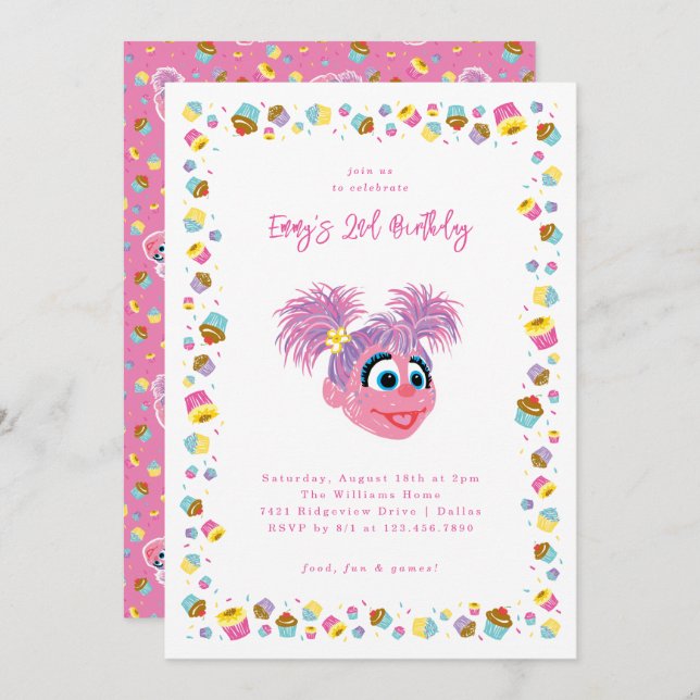 Abby Cadabby Cupcakes & Confetti Birthday  Inbjudningar (Fram/baksida)