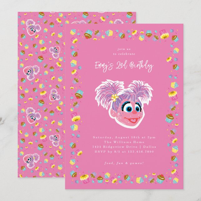 Abby Cadabby Cupcakes & Födelsedagskonfetti  Inbjudningar (Fram/baksida)