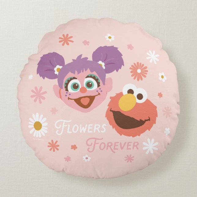 Abby Cadabby & Elmo | Flowers Forever Rund Kudde (Framsidan)