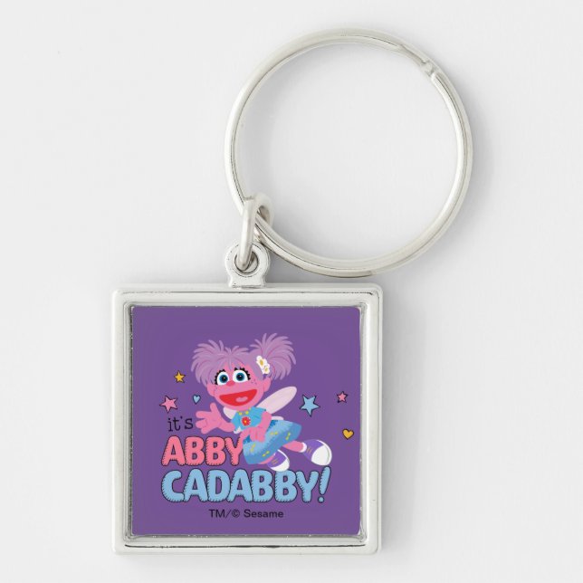 Abby Cadabby! Fyrkantig Silverfärgad Nyckelring (Framsidan)