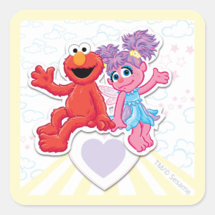 Abby & Elmo Grafik Fyrkantigt Klistermärke