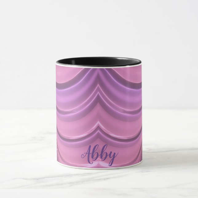 ABBY ~ GLOSSY 3D Zany Rosa Mauve Fractal ~ Mugg (Center)
