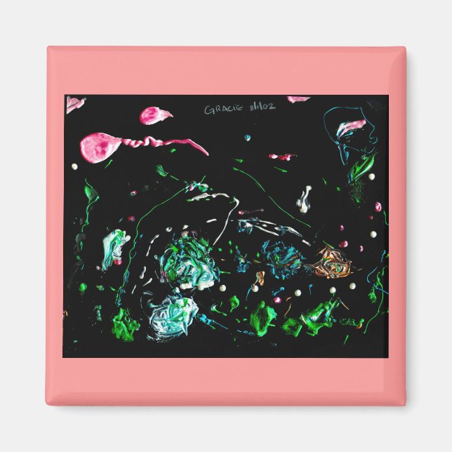 Abby har abstrakt av puff målarmaget magnet (Framsidan)