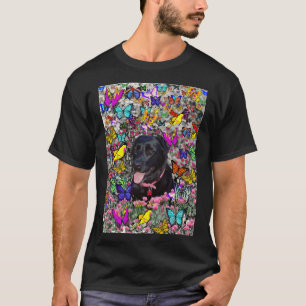 Abby i fjärilar - svart lab hund t shirt
