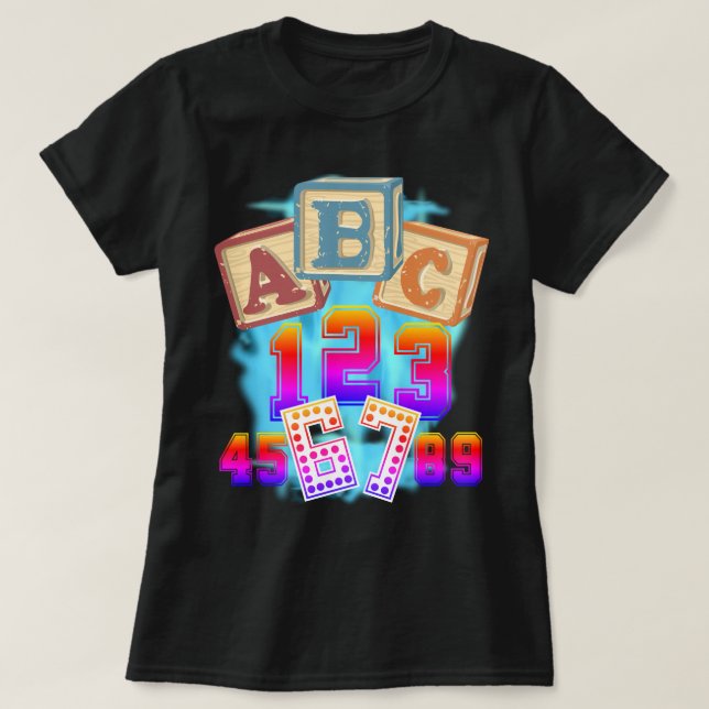 ABC 123 67 Lärare  T Shirt (Design framsida)