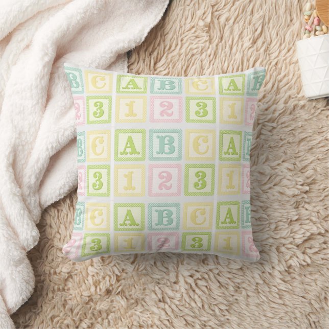 ABC 123 Alphabet Baby Nursery Pastels Nursery Kudde (Filt)