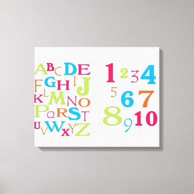 ABC 123 Alphabet Number Rosa Orange Lime Turcos Canvastryck (Framsida)