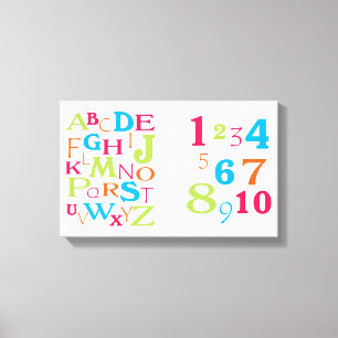 ABC 123 Alphabet Number Rosa Orange Lime Turcos Canvastryck