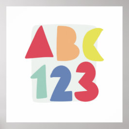 ABC 123 barnens färgglada konst Poster