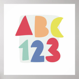 ABC 123 Barns färgkonst Poster