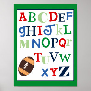 ABC Alfabetet Konsttryck Fotboll Sport Tema Poster