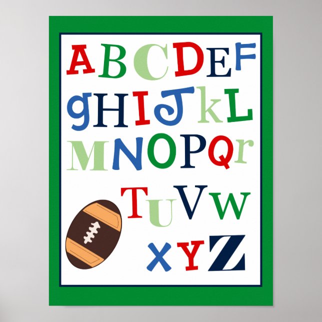 ABC Alfabetet Konsttryck Fotboll Sport Tema Poster (Framsidan)