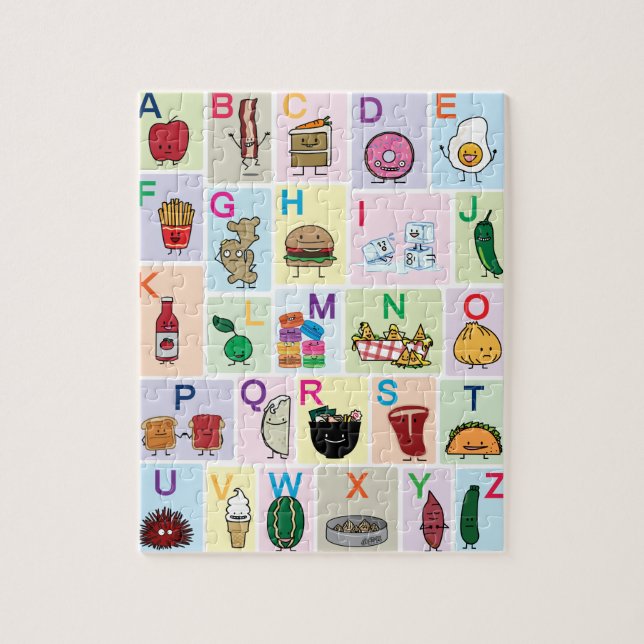 Abc-alfabetet som lärer lyckliga matar för brev, pussel (Vertikal)
