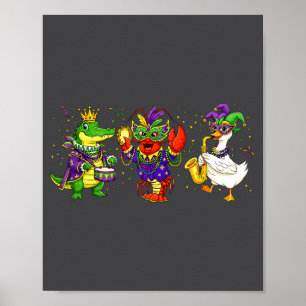 Abc Alligator Brun Kräftor Louisiana Mardi Gras Poster
