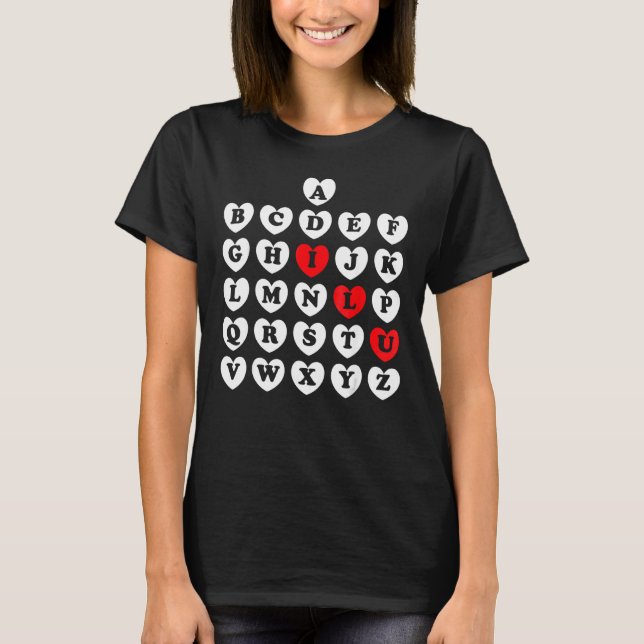 Abc Alphabet Enginska lärare Valentine Day Abc H T Shirt (Framsida)