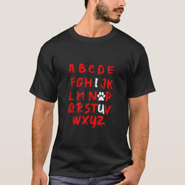 ABC Alphabet I Kärlek dig för Hundälskare på Valen T Shirt (Framsida)