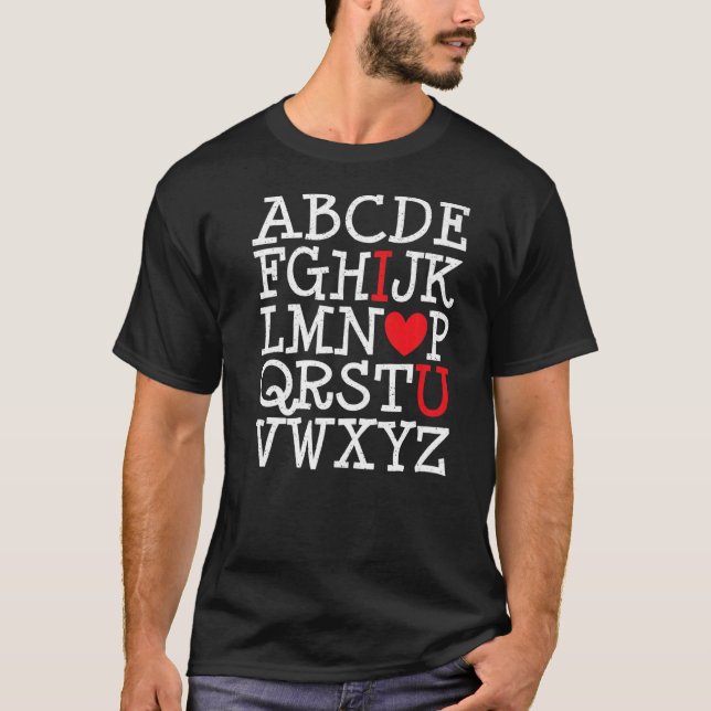 ABC Alphabet I Kärlek Din lärare Valentines day T Shirt (Framsida)