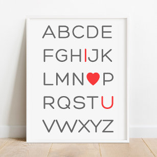 ABC Alphabet I Kärlek Du Nursery Decor Poster