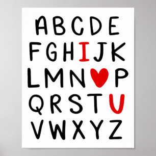 Abc Alphabet I Kärlek You English Lacher Valentine Poster