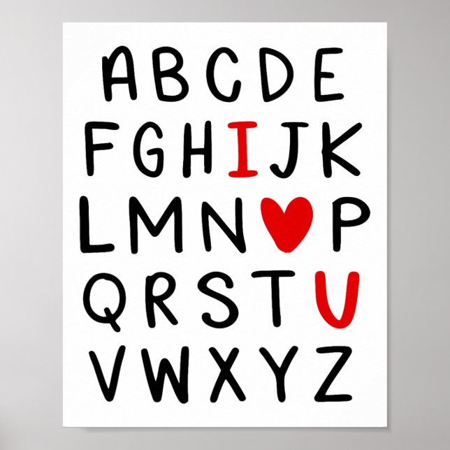 Abc Alphabet I Kärlek You English Lacher Valentine Poster (Framsidan)