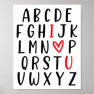 Abc Alphabet I Kärlek You English Lacher Valentine Poster