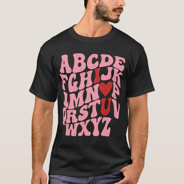 ABC Alphabet I Kärlek You English Teacher Valentin T Shirt (Framsida)