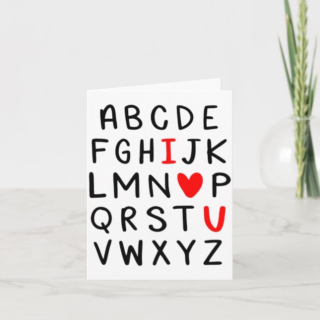 Abc Alphabet I Love You Englieacher Valentines  Kort (Framsida)