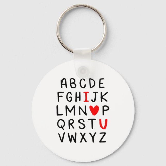 Abc Alphabet I Love You Englieacher Valentines  Nyckelring (Framsida)