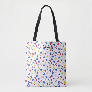 ABC Alphabet Red Gult Blue Tote Bag Tygkasse