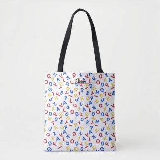 ABC Alphabet Red Gult Blue Tote Bag Tygkasse