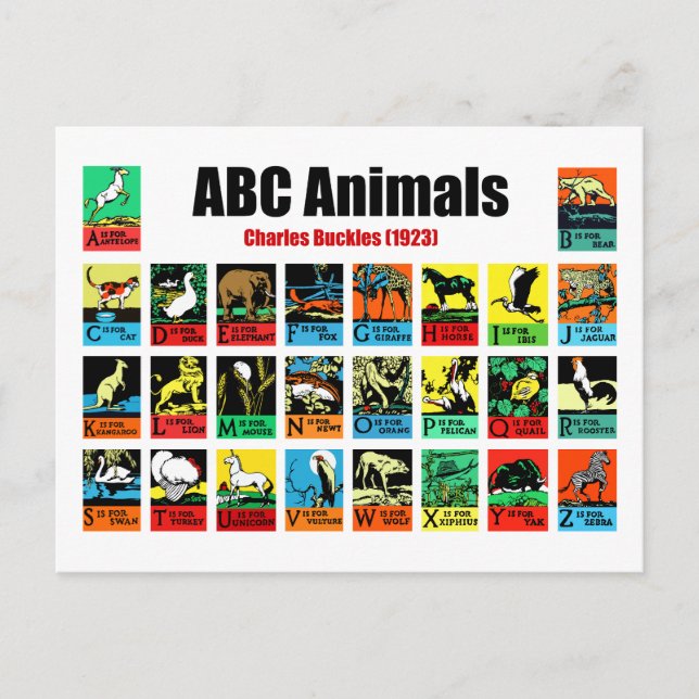 ABC Animals , Charles Buckles (1923) Vykort (Framsida)