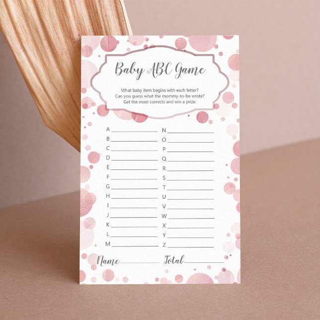 ABC Baby Shower Game,  Rosa White Polka dots (Skapare uppladdad)