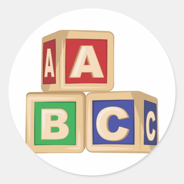ABC-block Runt Klistermärke (Framsida)