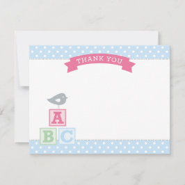 ABC blockerar Rosa och Blue Girl Baby Shower Tack Kort
