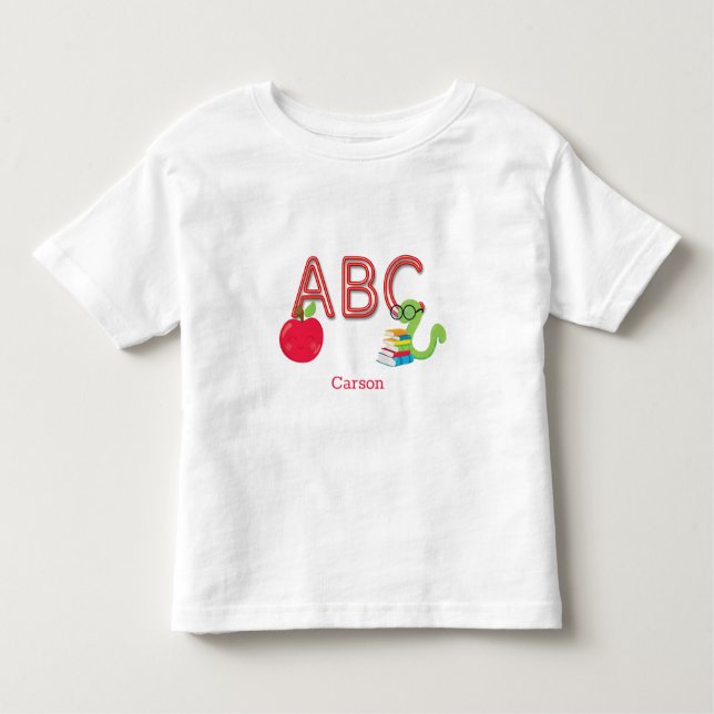ABC Brev Bookworm Personlig T Shirt (Framsida)