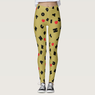 ABC Brev XYZ äpple student-unge Tillbaka 2 skola Leggings