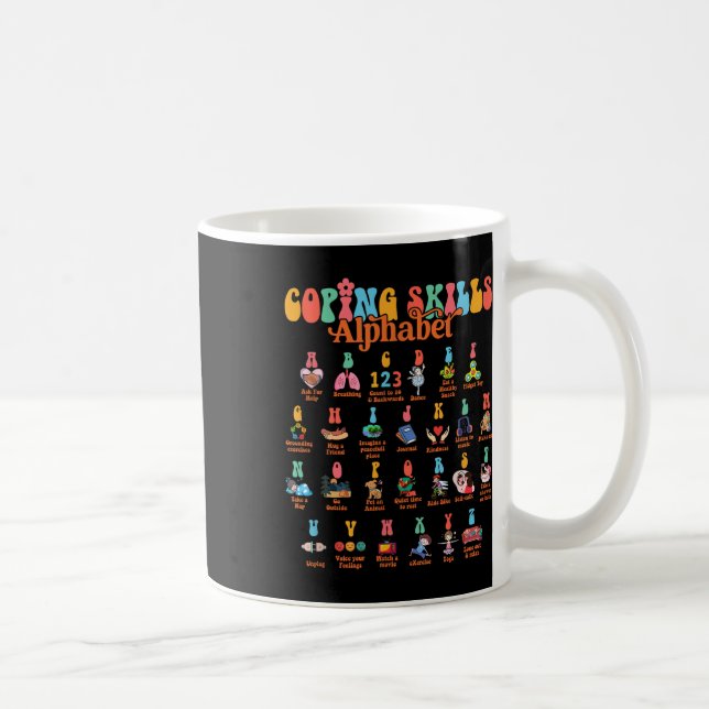 Abc Coping Skills Alphabet Self Care Mental Health Kaffemugg (Höger)