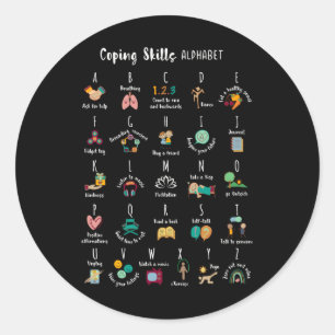 Abc Coping Skills Alphabet Self Care Mental Health Runt Klistermärke
