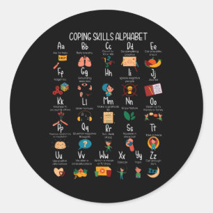 Abc Coping Skills Alphabet Self Care Mental Health Runt Klistermärke