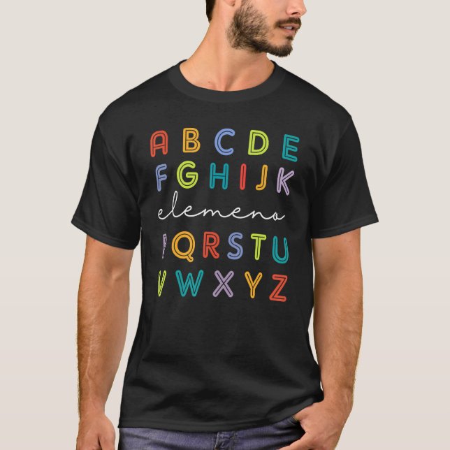 ABC Elemeno Alphabet Kindergarten Teachers Back to T Shirt (Framsida)