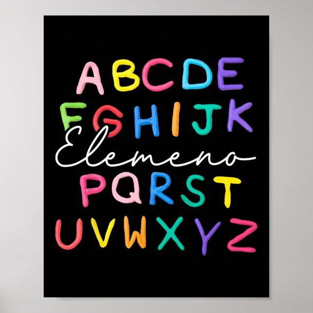 Abc Elemeno Förskolelärare Pojke Flicka Barn Bak Poster (Framsidan)