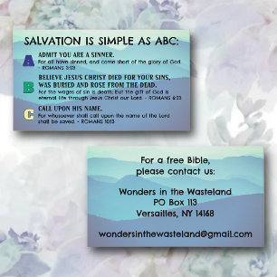 ABC:er of Salvation Gospel Tract KJV Scripture Visitkort