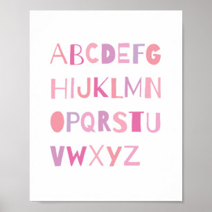 ABC Färgglada Alfabetet Nursery Art Dekor Flicka