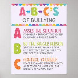 ABC för mobbningsklassrummet Anti Bully Kampanj Poster